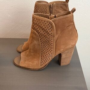 Lucky Brand Brown Peep-Toe Ankle Booties
